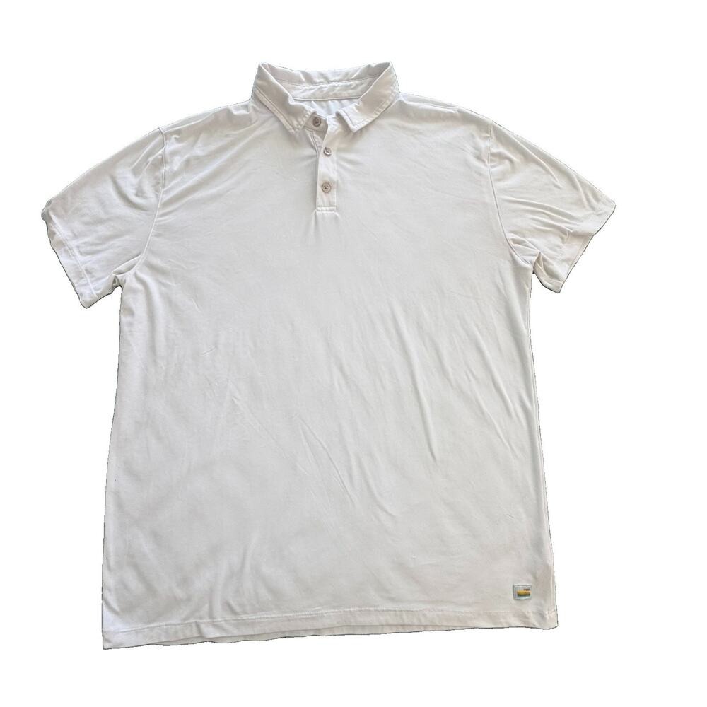 Vuori Men's White Strato Logo Polo Short Sleeve Shirt Logo Size L Performance